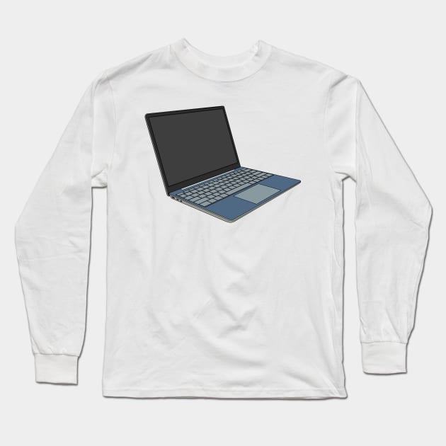 Laptop cartoon illustration Long Sleeve T-Shirt by Miss Cartoon